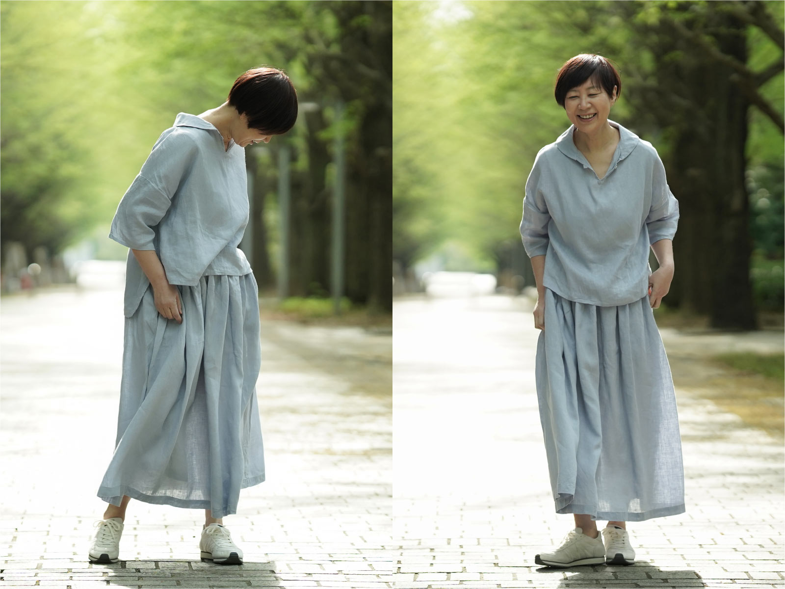 あっこたん×キナル× fog linen work あっこたんと作る理想のお洋服 メレンゲスカート ブルーパール