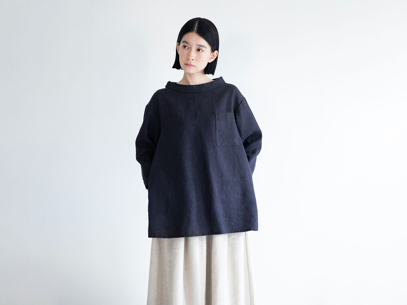 【2023冬物 / at home】 fog linen work（フォグリネンワーク） ヨセフィーナ トップ グラフィット [LWA645-2488]1