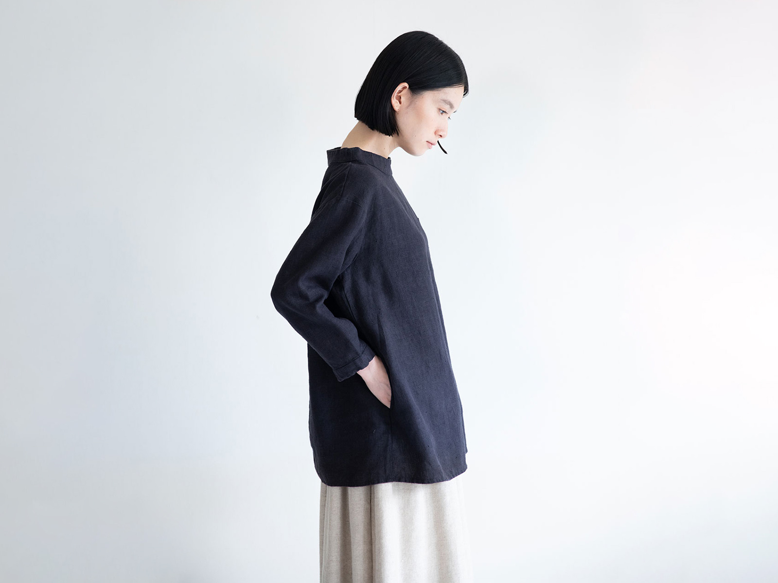 【2023冬物 / at home】 fog linen work（フォグリネンワーク） ヨセフィーナ トップ グラフィット [LWA645-2488]2