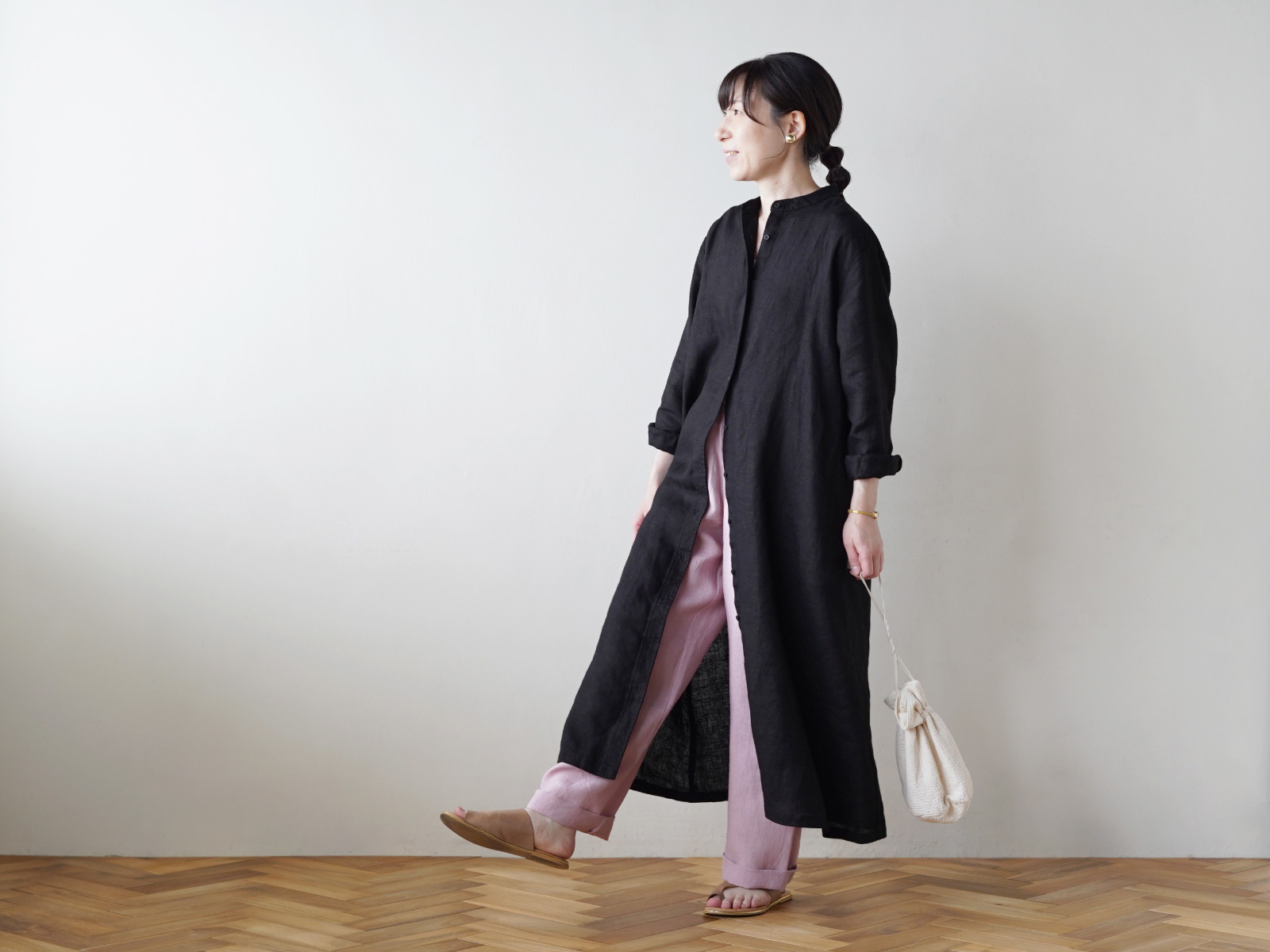 キナル別注 fog linen work（フォグリネンワーク） バンドカラー