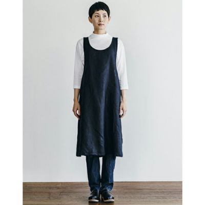 fog linen work（フォグリネンワーク） リネンオーバーエプロン ネイビー [LKA116-104] | キナル