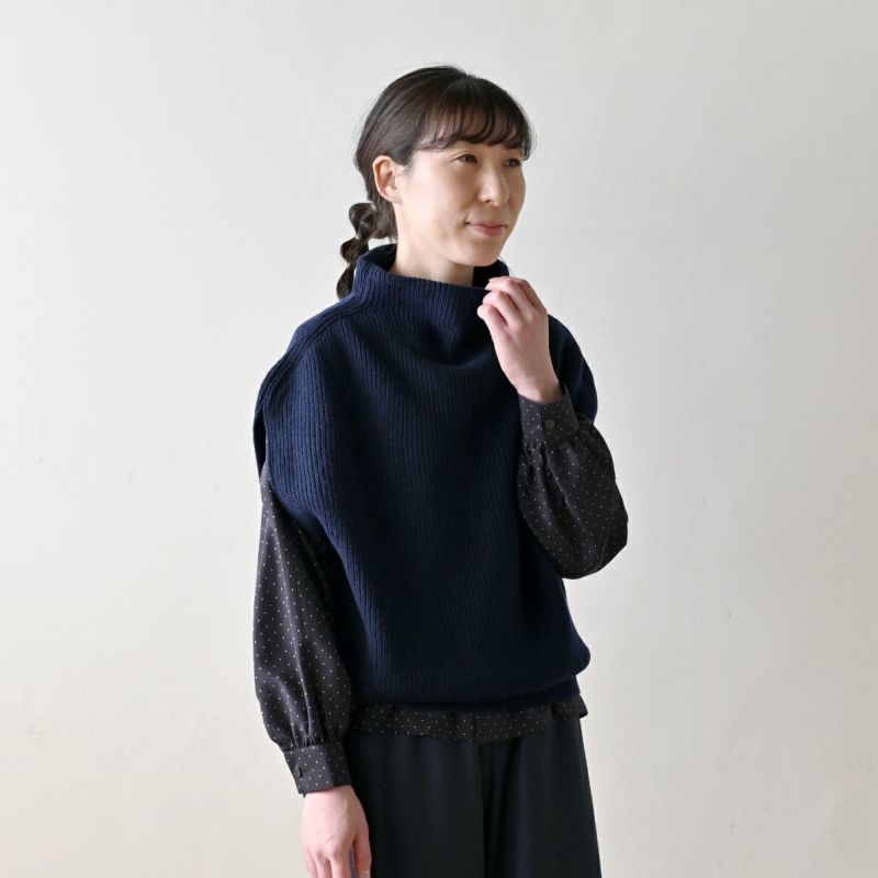 fruits of life 大橋利枝子 リブニットベスト ネイビー [No.22AW143]