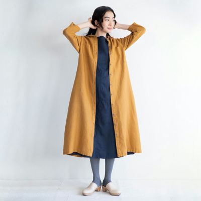 fog linen work（フォグリネンワーク） アメリア コート グリーブルー