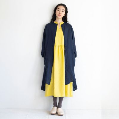 fog linen work（フォグリネンワーク） アメリア コート グリーブルー