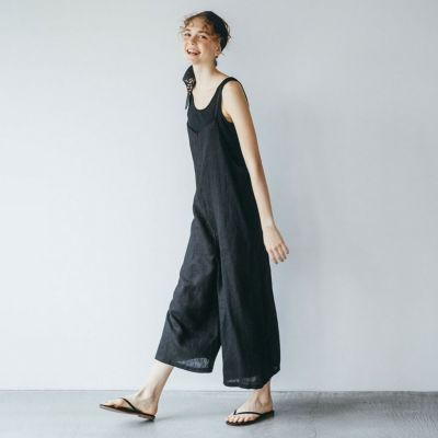 fog linen work （フォグリネンワーク） ツムギ サロペット ブラック 