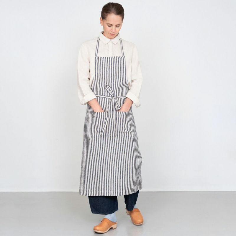 リネン フルエプロン グレーホワイトストライプ | fog linen work